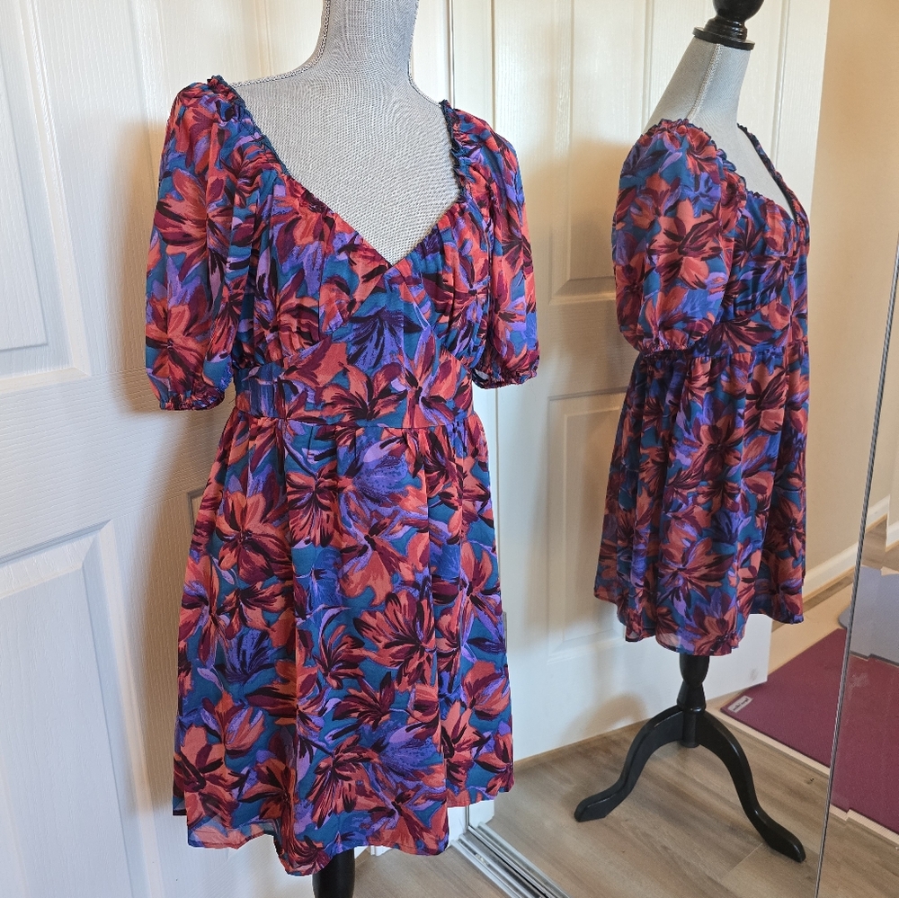 Jessica Simpson Red and Blue Ruched Sundress - Picture 2 of 6